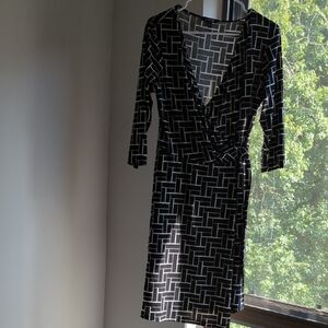 Elegant Black and White Geometric Dress